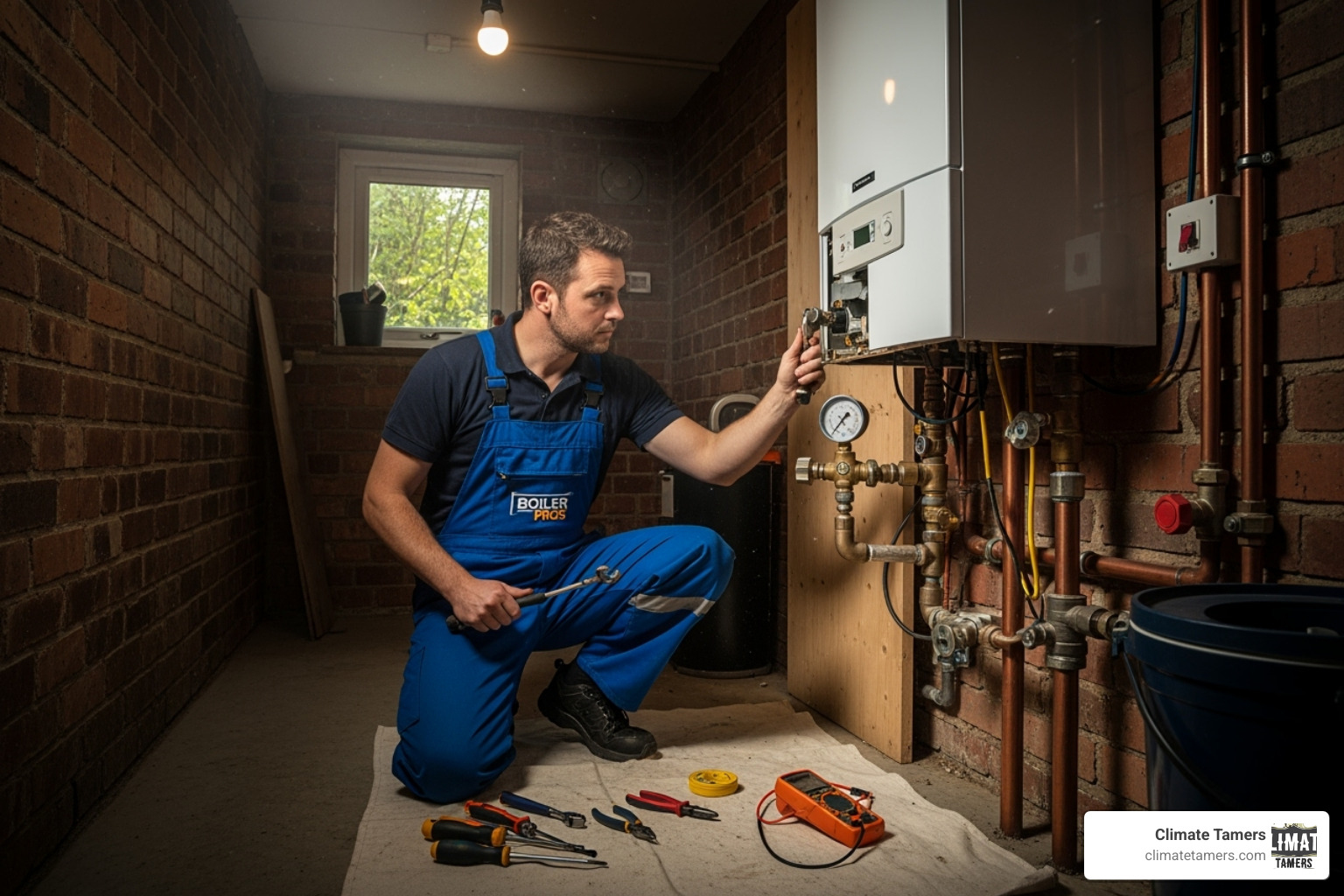 technician performing an annual boiler tune-up - boiler heater repair new orleans