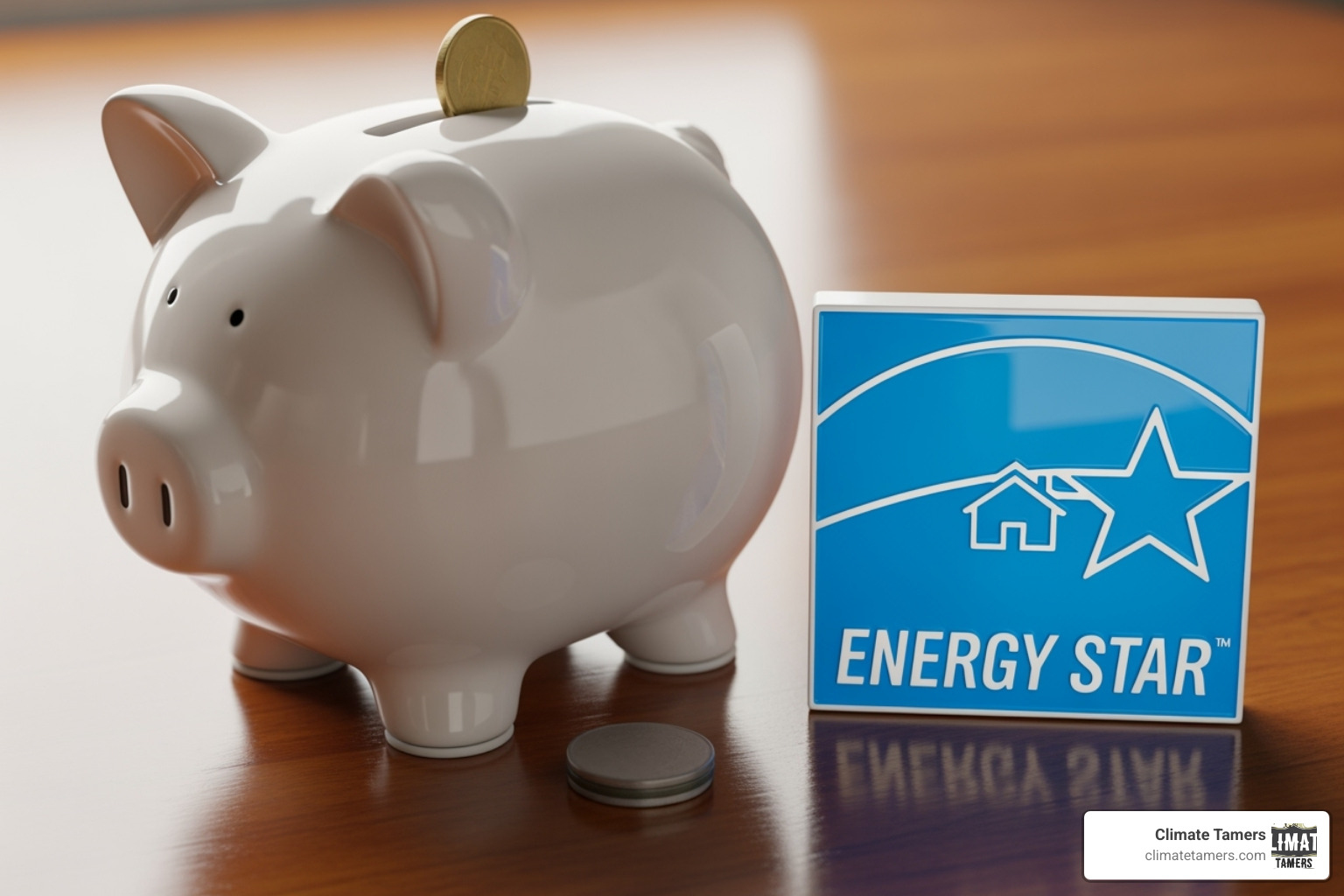 A piggy bank next to an ENERGY STAR logo. - best mini split brands