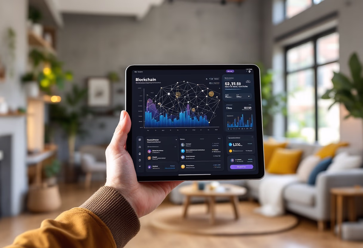 digital project: blockchain network visualization on a tablet