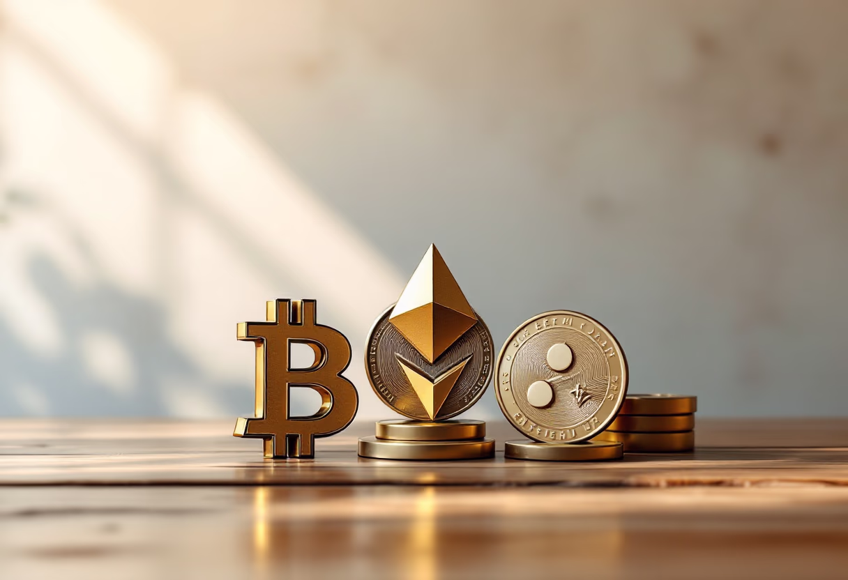 [digital project] image of digital currency symbols (for a blockchain and cryptocurrency)