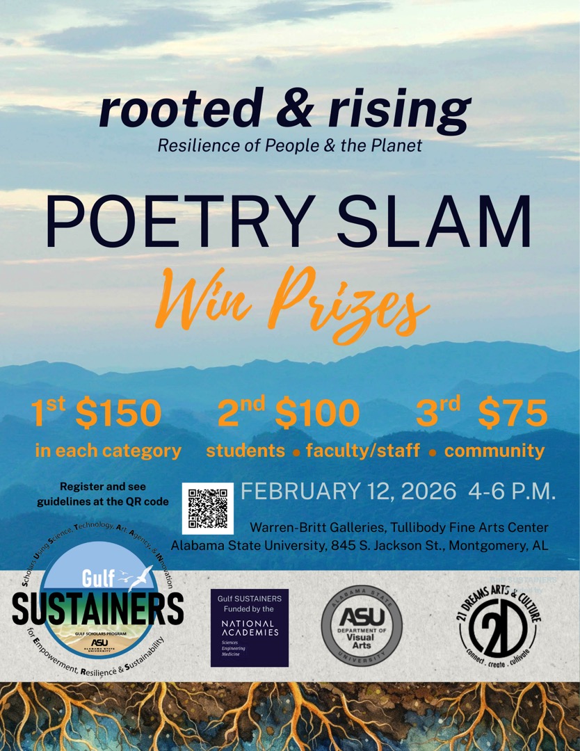 People observing hanging columns in an architectural space, wearing casual attire.