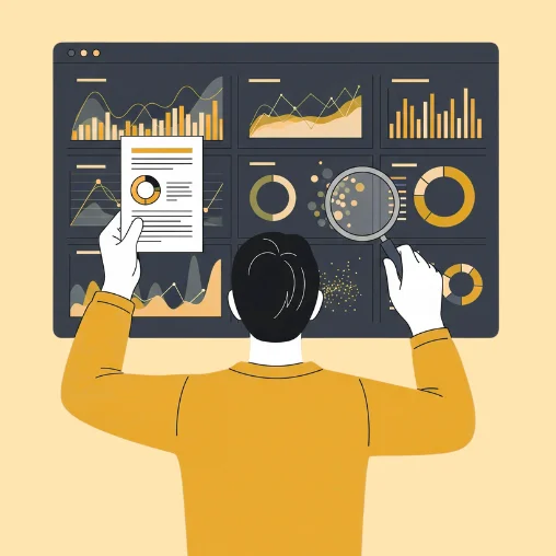 Scale My Marketing icon showing email analytics dashboard and performance optimization.