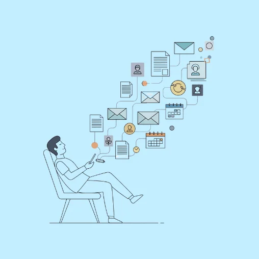 Scale My Marketing icon showing seamless system integration and task execution process.