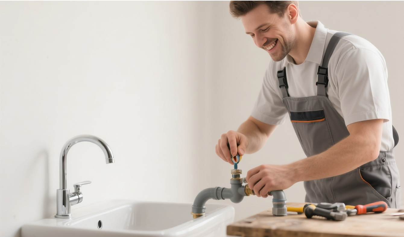 A plumber working