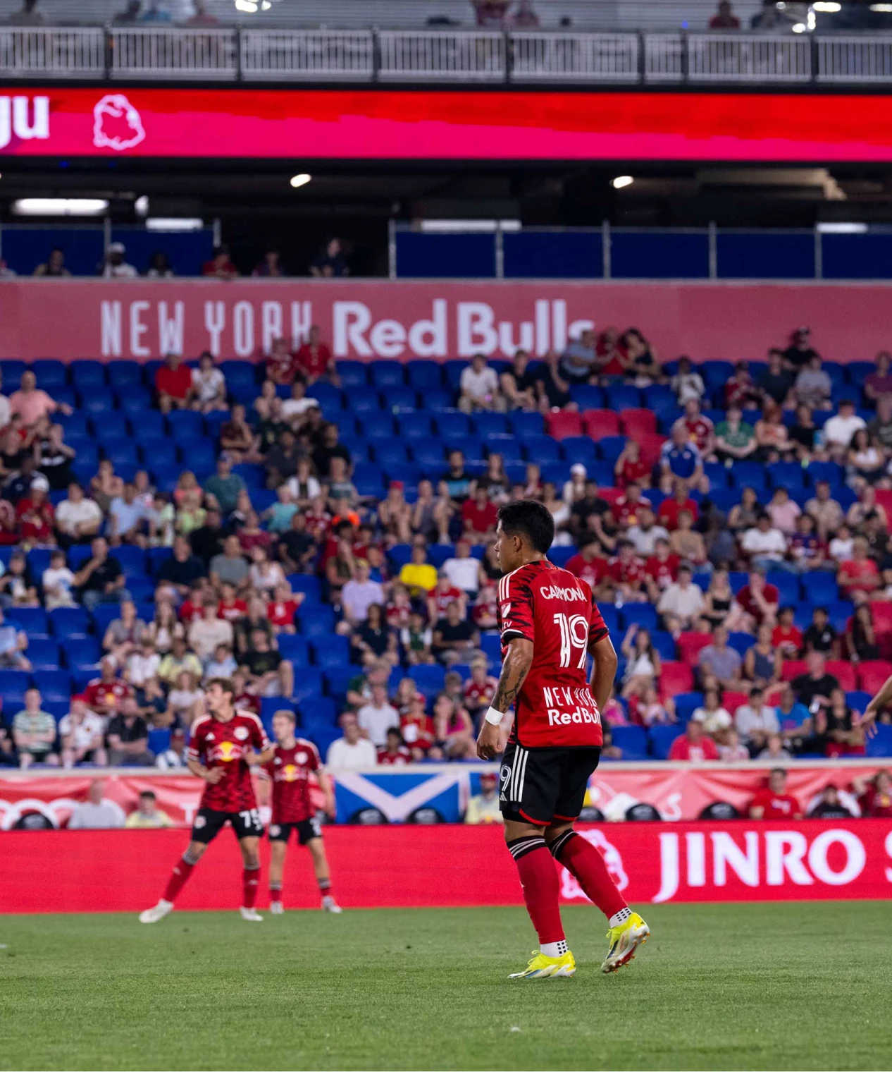 Soccer player on the field during New York Red Bulls match
