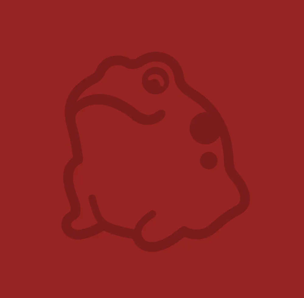 Frog silhouette outline on red background