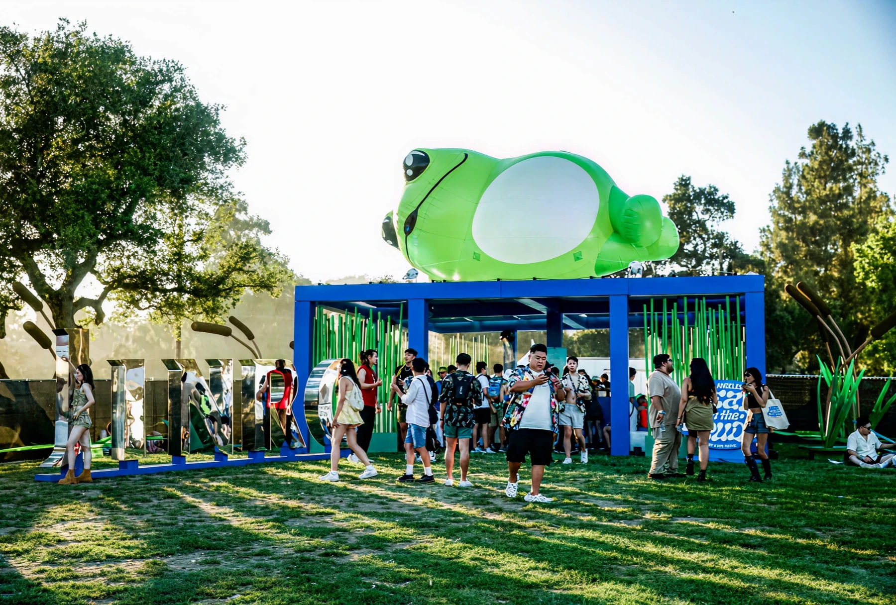 Jinro brand event with green mascot