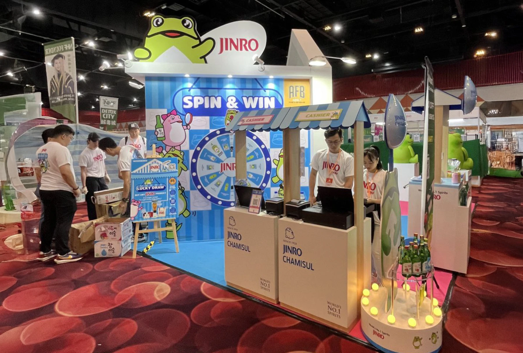 JINRO Spin and Win booth at an event.