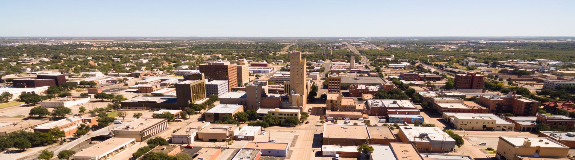 A birdseye view of Lubbock Texas downtown city
