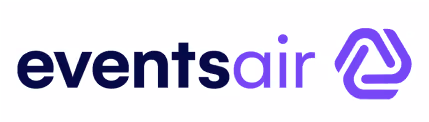 Eventsair logo with the word 'eventsair' in navy and purple text and a purple geometric symbol on the right.