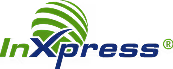 InXpress logo with green arcs above the blue and green text.
