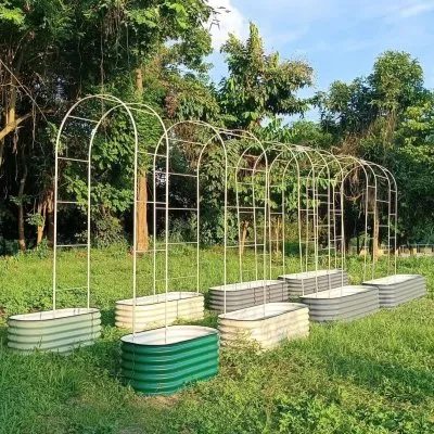 trellises with raised beds