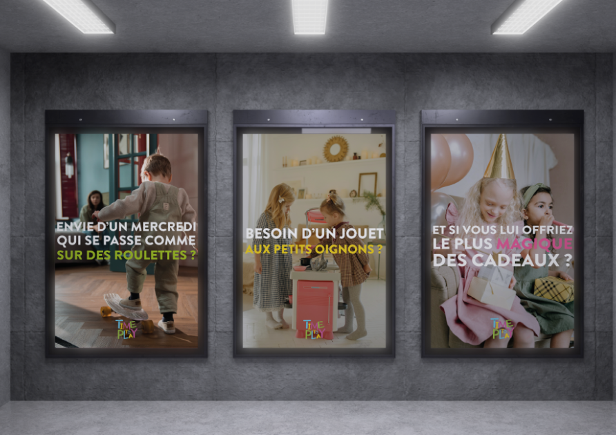 3 affiches publicitaires pour un magasin de jouets