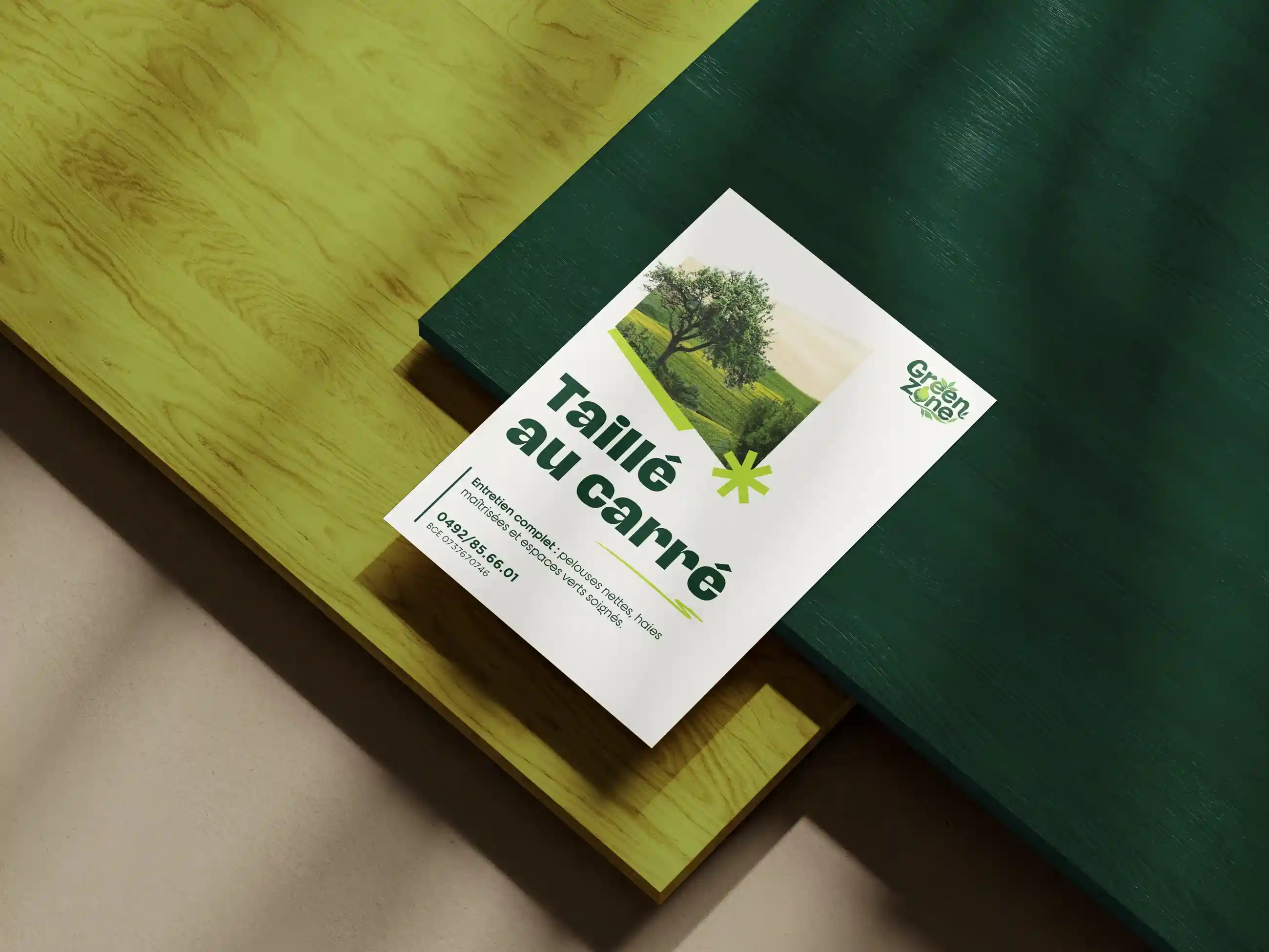 Flyer publicitaire Green Zone, conception et impression pour jardinier indépendant spécialisé en entretien d’espaces verts.