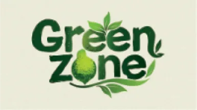 Logo Green Zone flou et pixellisé avant vectorisation, illustrant la perte de qualité d’un fichier raster lors de l’agrandissement.