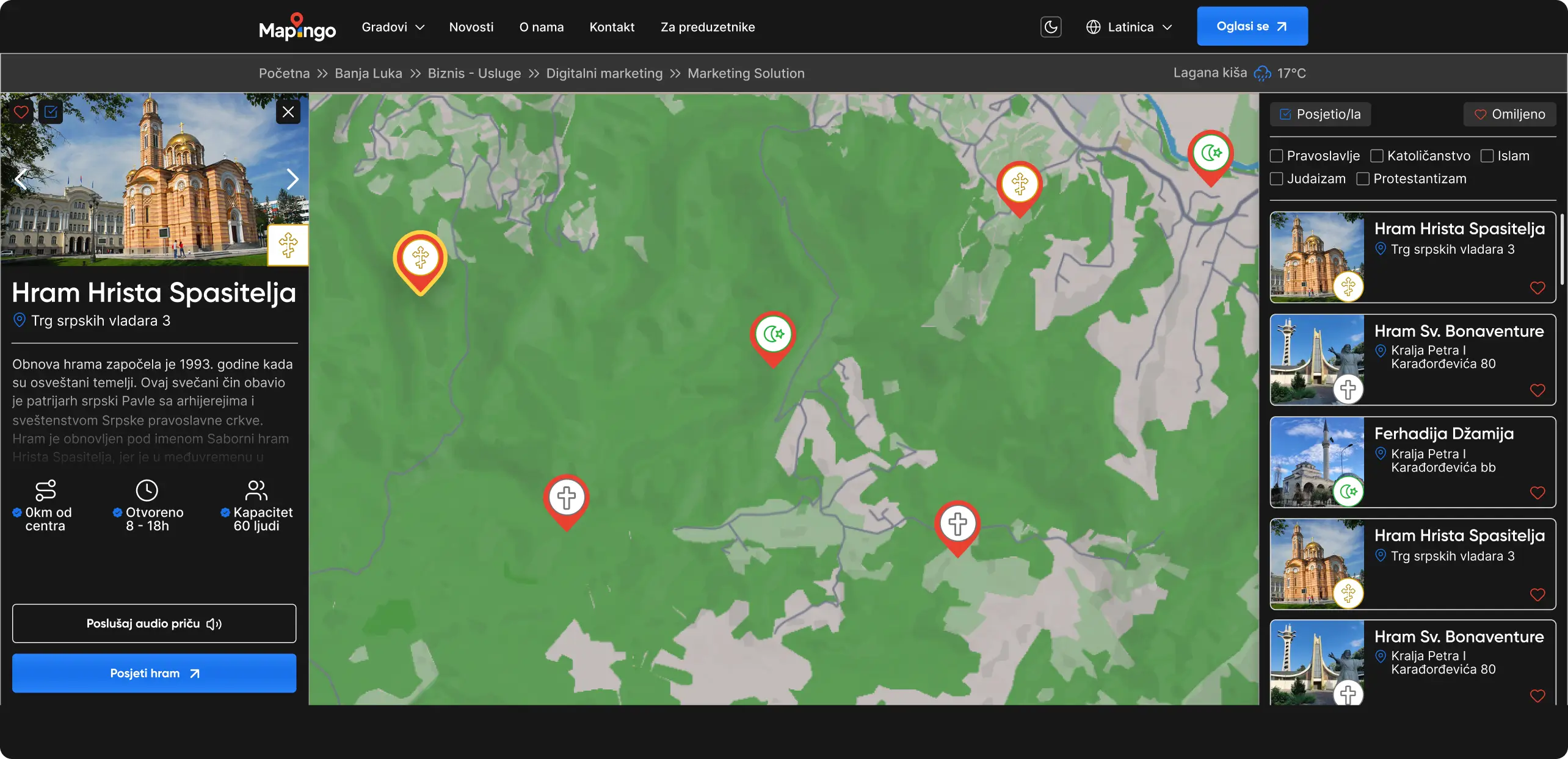 mapa relgiijskih lokaliteta u prirodi