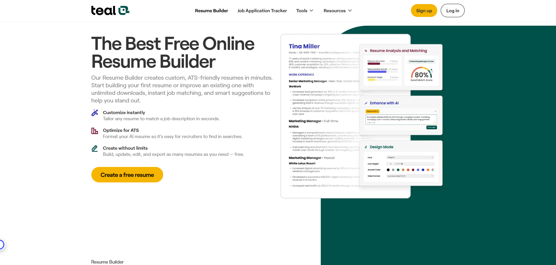 Teal Resume Builder