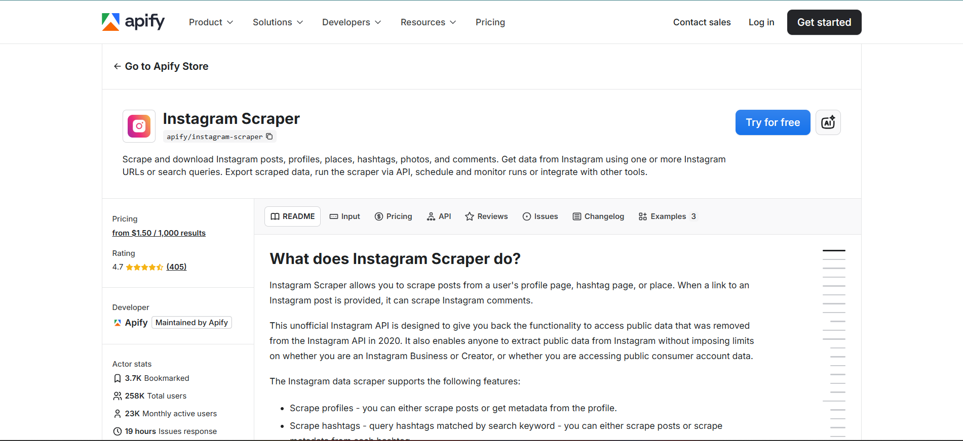 Apify Instagram Scraper