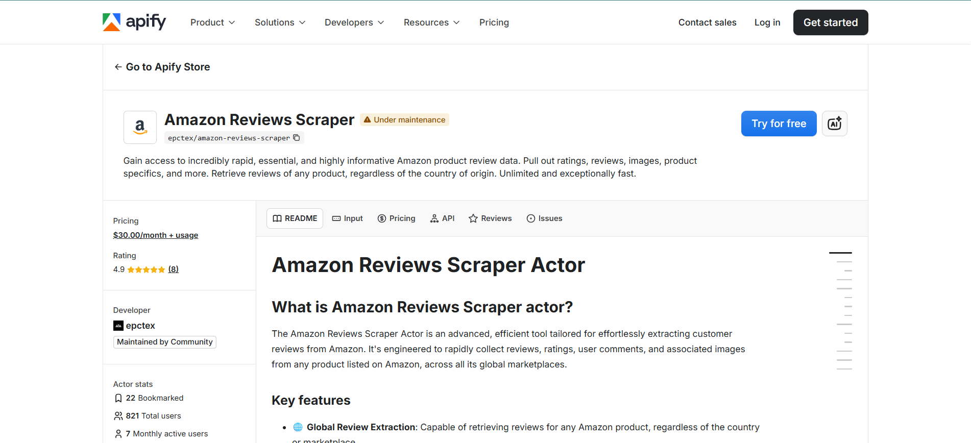 Apify Amazon Reviews Scraper