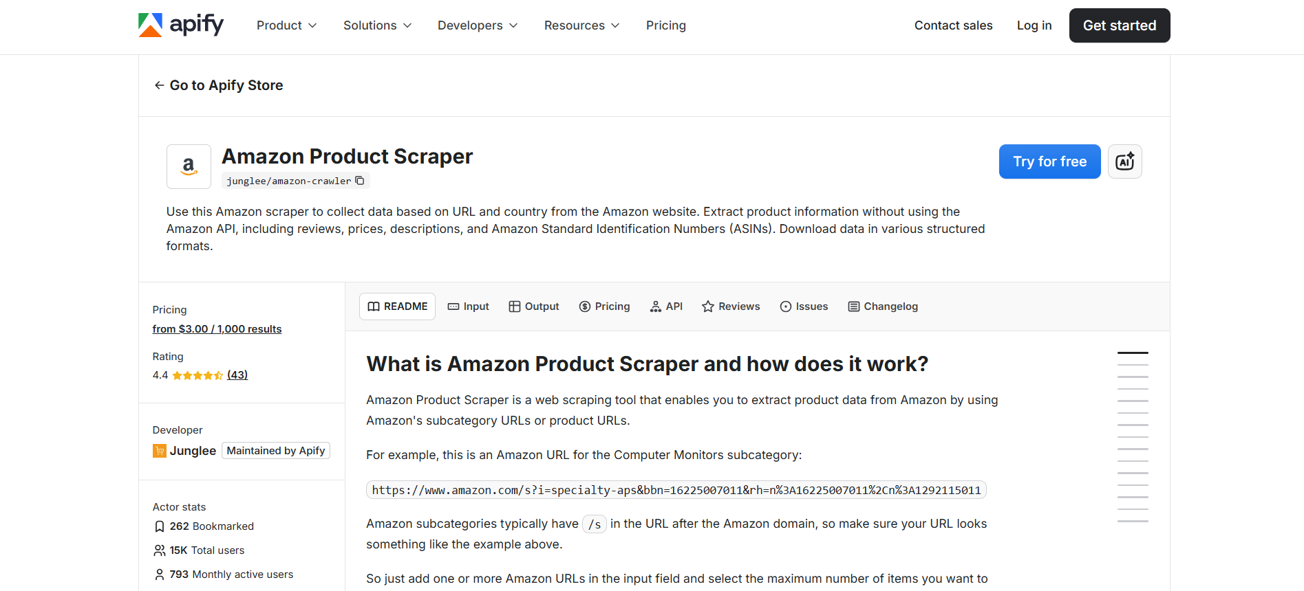 Apify Amazon Product Scraper