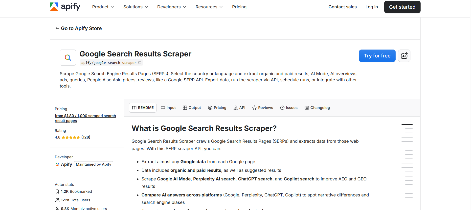 Apify Google Search Scraper
