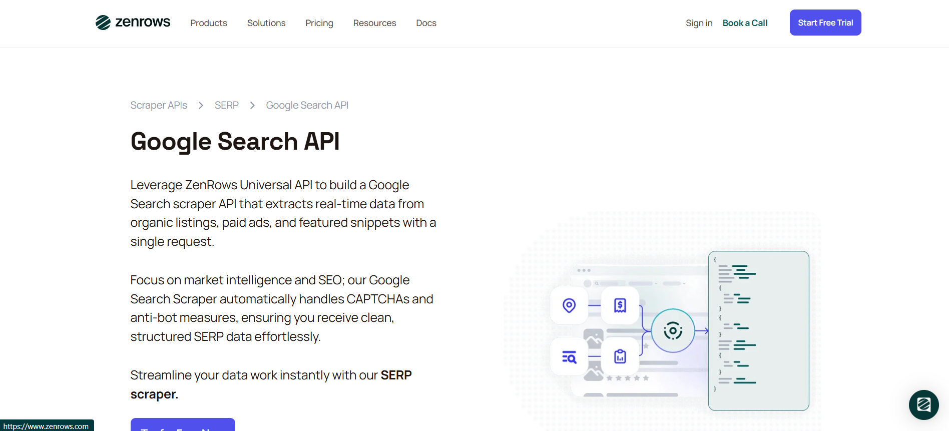 ZenRows Google SERP API