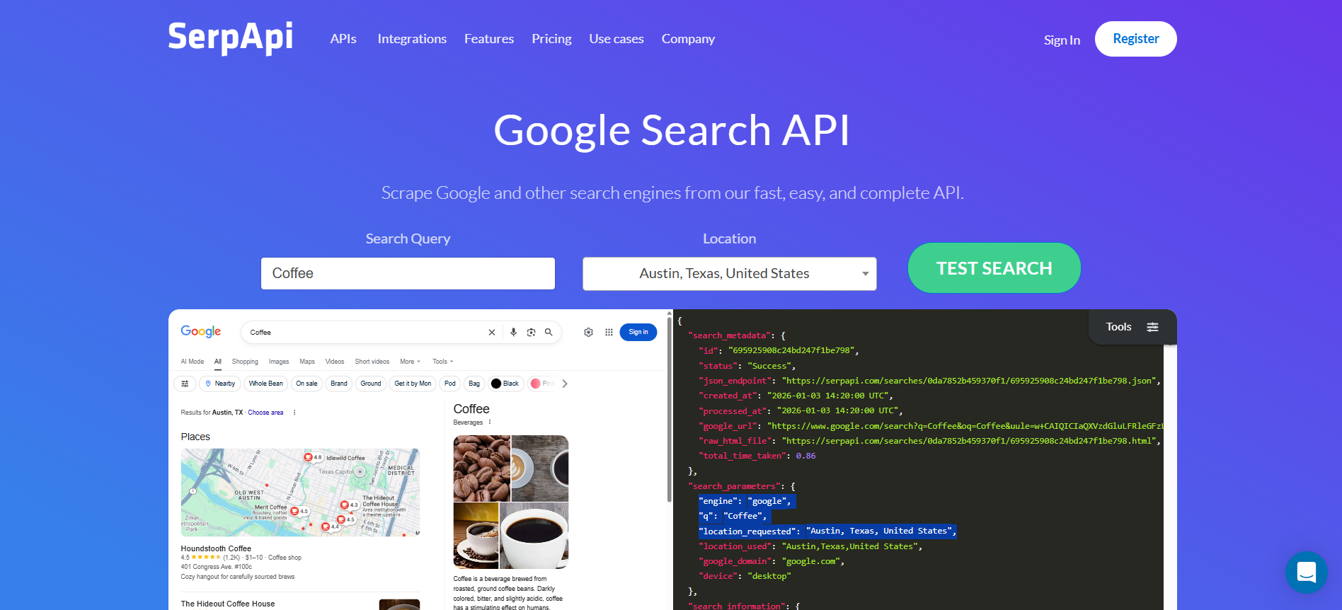 SerpAPI Google Search API