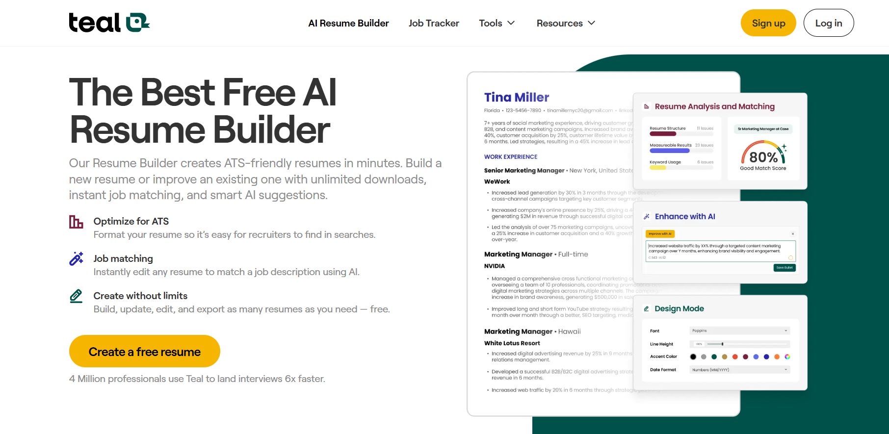 Teal AI Resume Builder