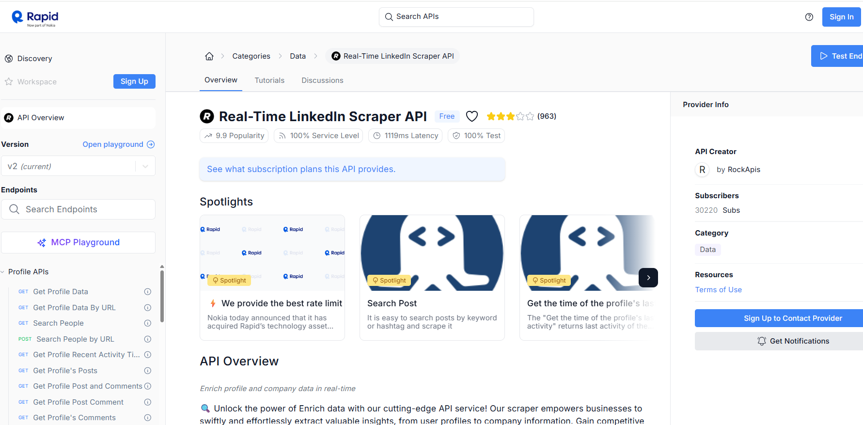 RapidAPI LinkedIn Scraper API