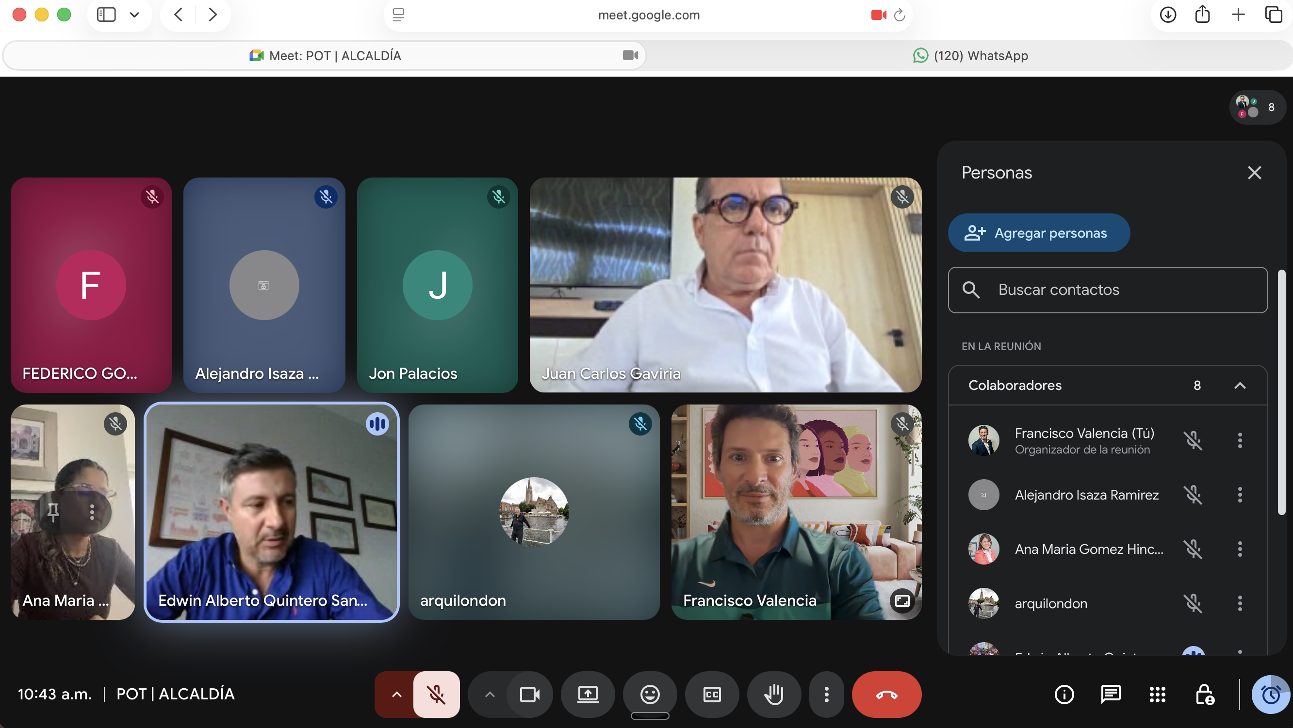 Reunión virtual POT Cerritos · Secretario Edwin Quintero