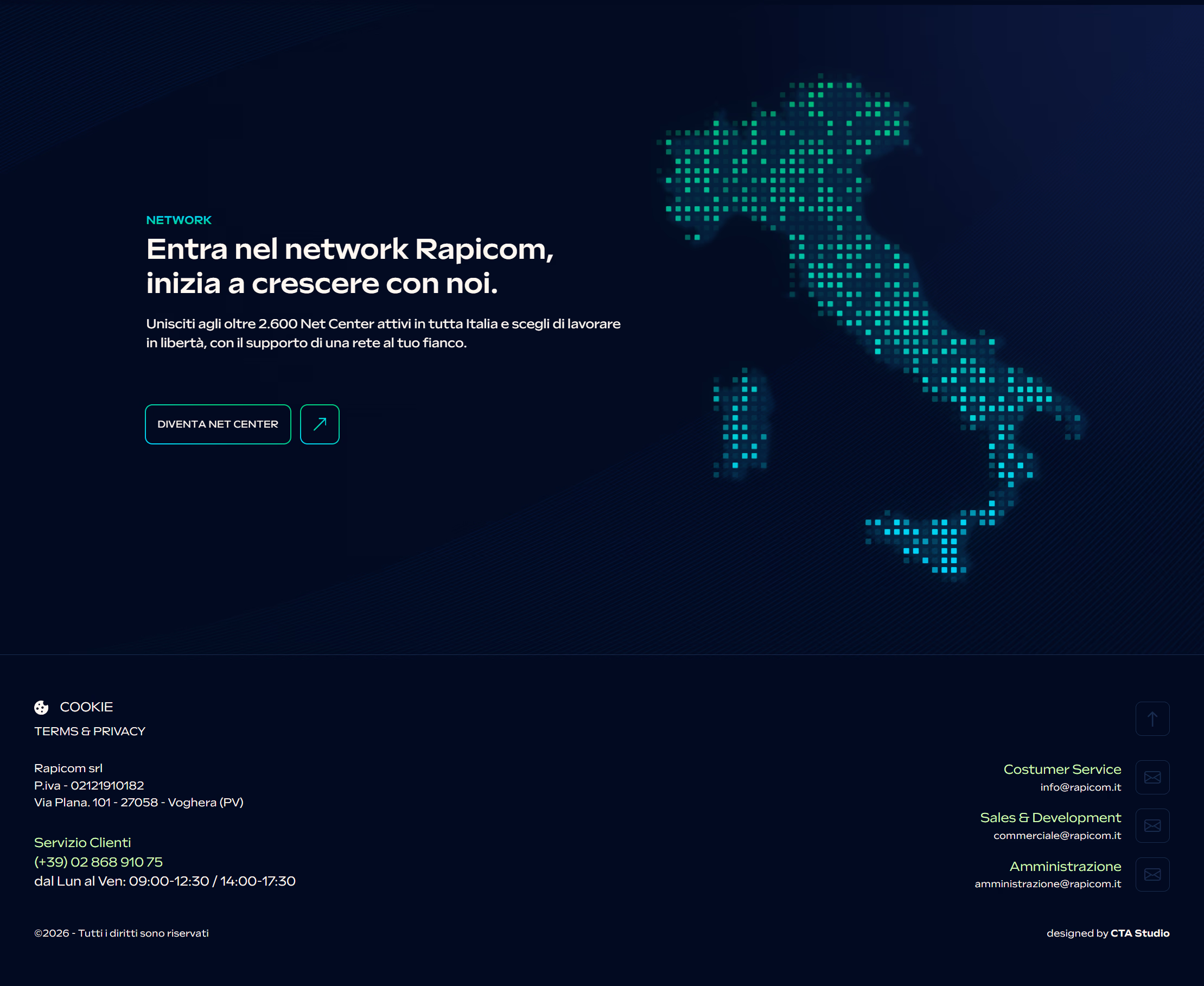 CTA STUDIO - Progetto di Art Direction, Brand Identity, Sito Vetrina, Web App per Azienda Telecomunicazioni