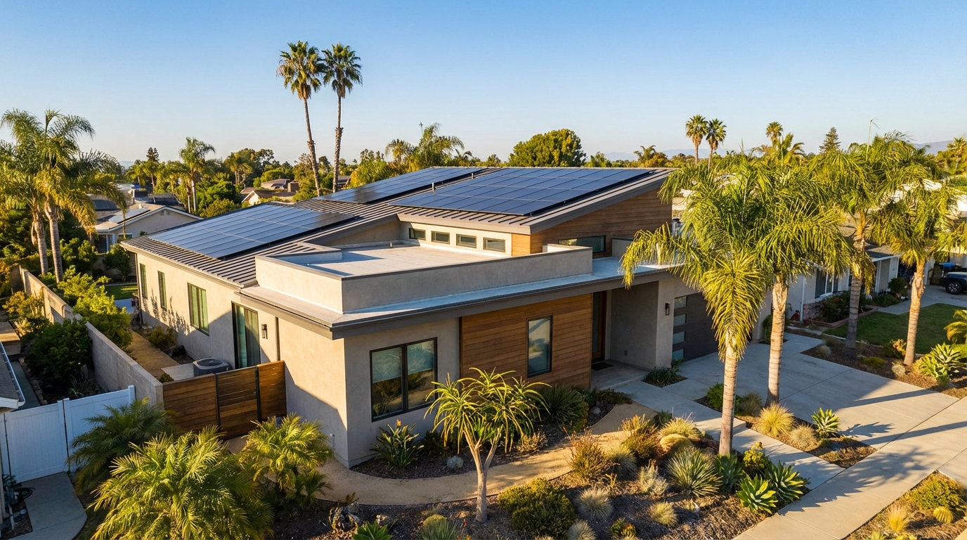 Solar panels on California residential home