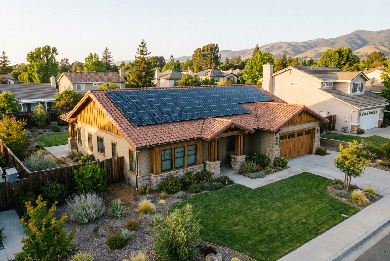 California home with optimally sized solar panel installation