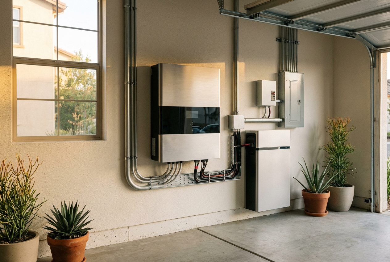 Solar inverter installation with professional cable management