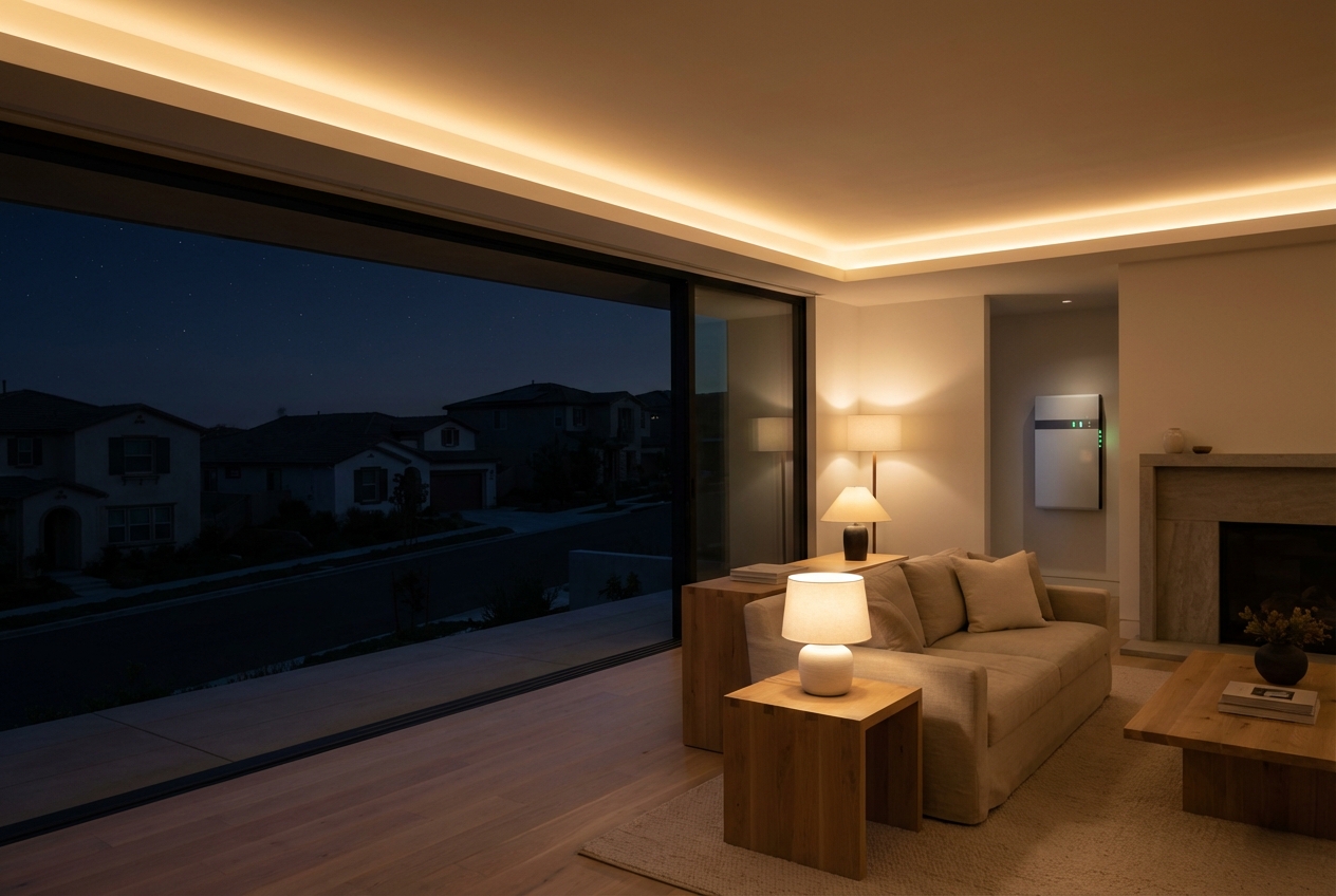 Solar battery keeping home powered during neighborhood outage