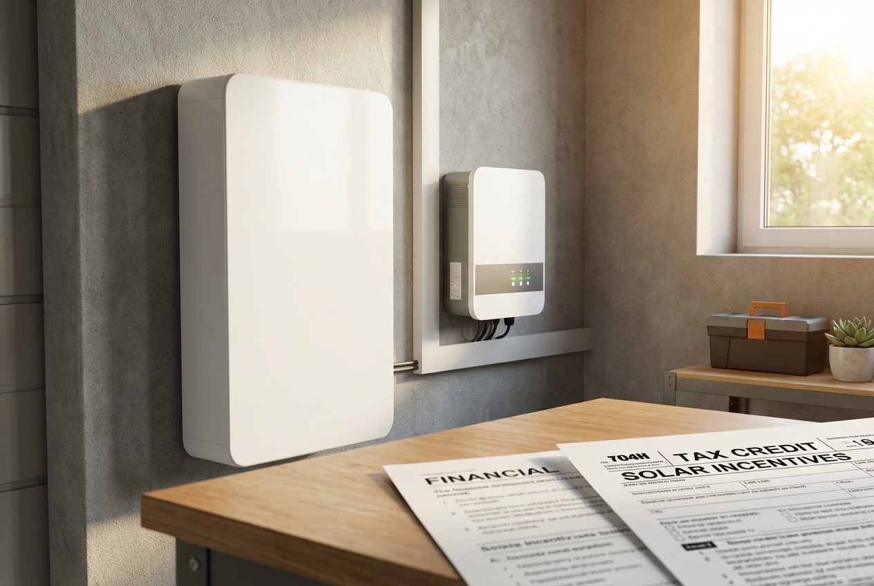 Solar battery installation representing California solar incentives