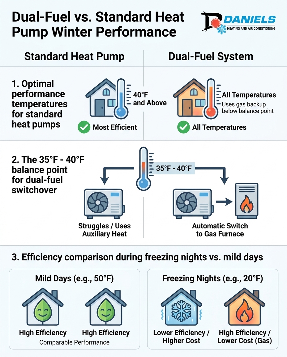 Dual-Fuel vs. Standard Heat Pump Winter Performance