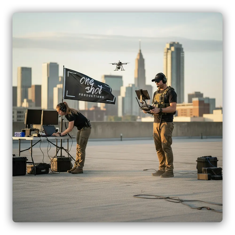 Ground-level footage only tells half the story. Aerial captures scale, context, and the full picture of your facilities or properties. Our licensed drone crews handle everything from FAA coordination to on-site execution, capturing cinematic aerial video and photography that positions your assets professionally. Whether you need corporate campuses, property portfolios, or development projects filmed, we deliver reliable aerial production that integrates seamlessly with your other content.