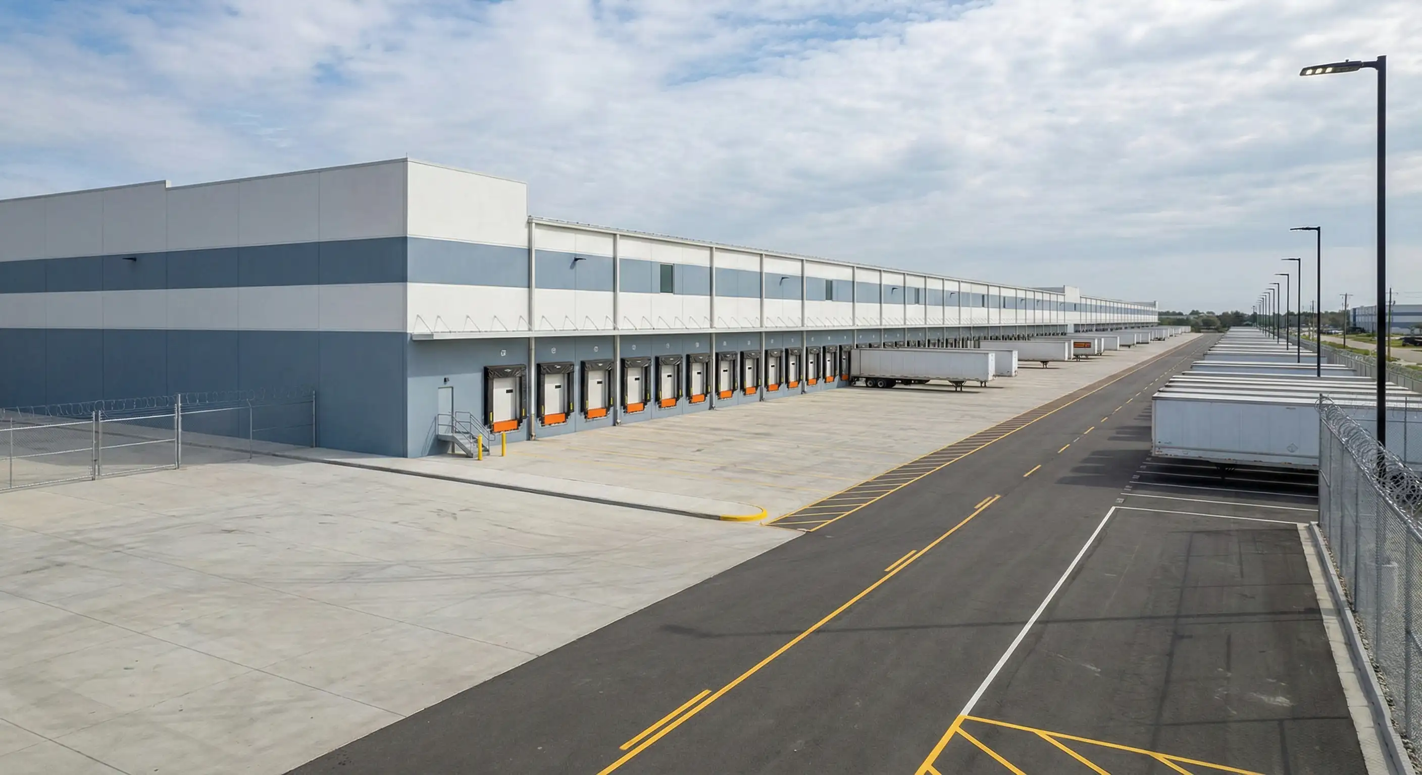 Logistics distribution hub with loading docks