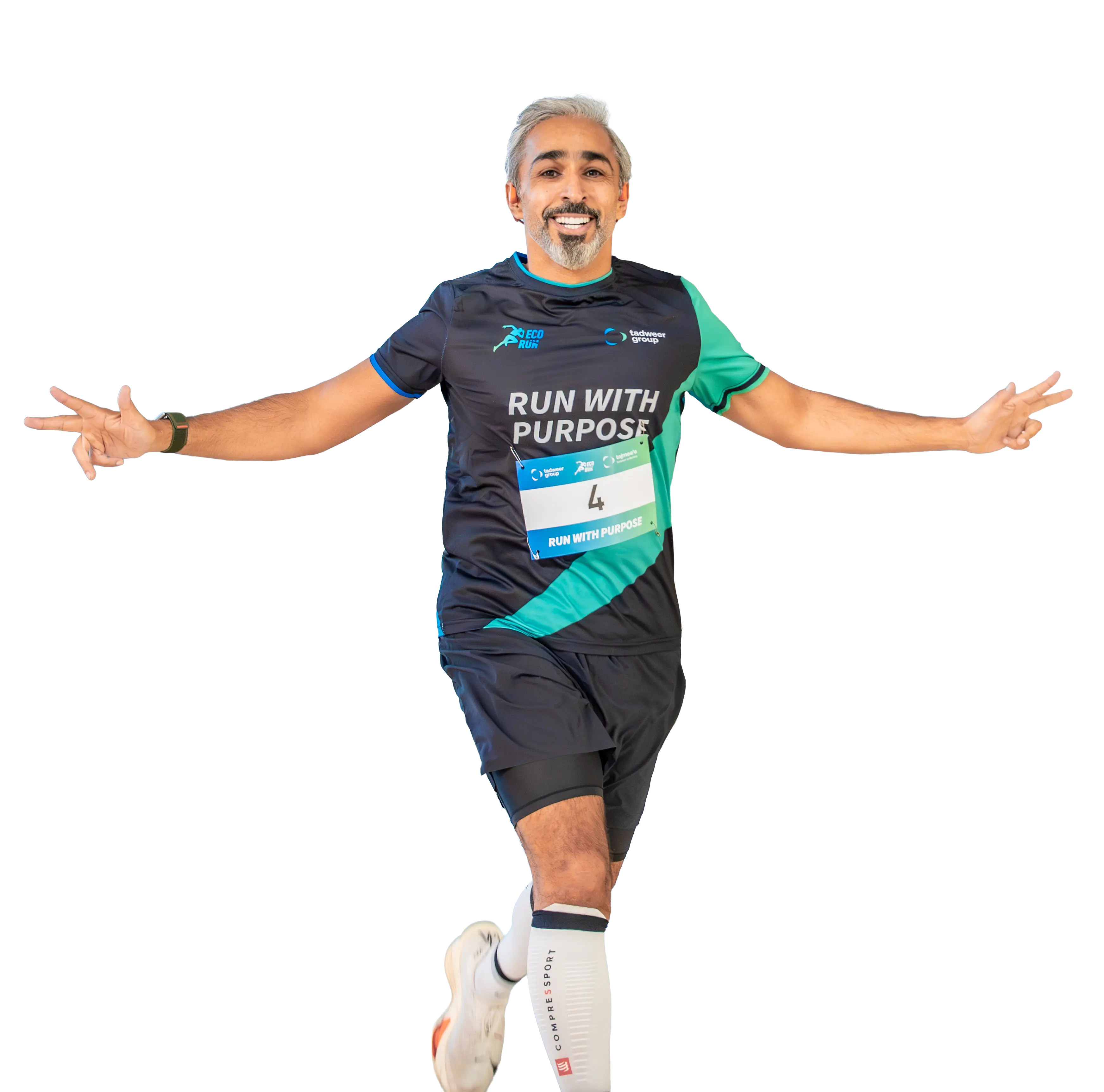 EcoRun participant running with arms outstretched