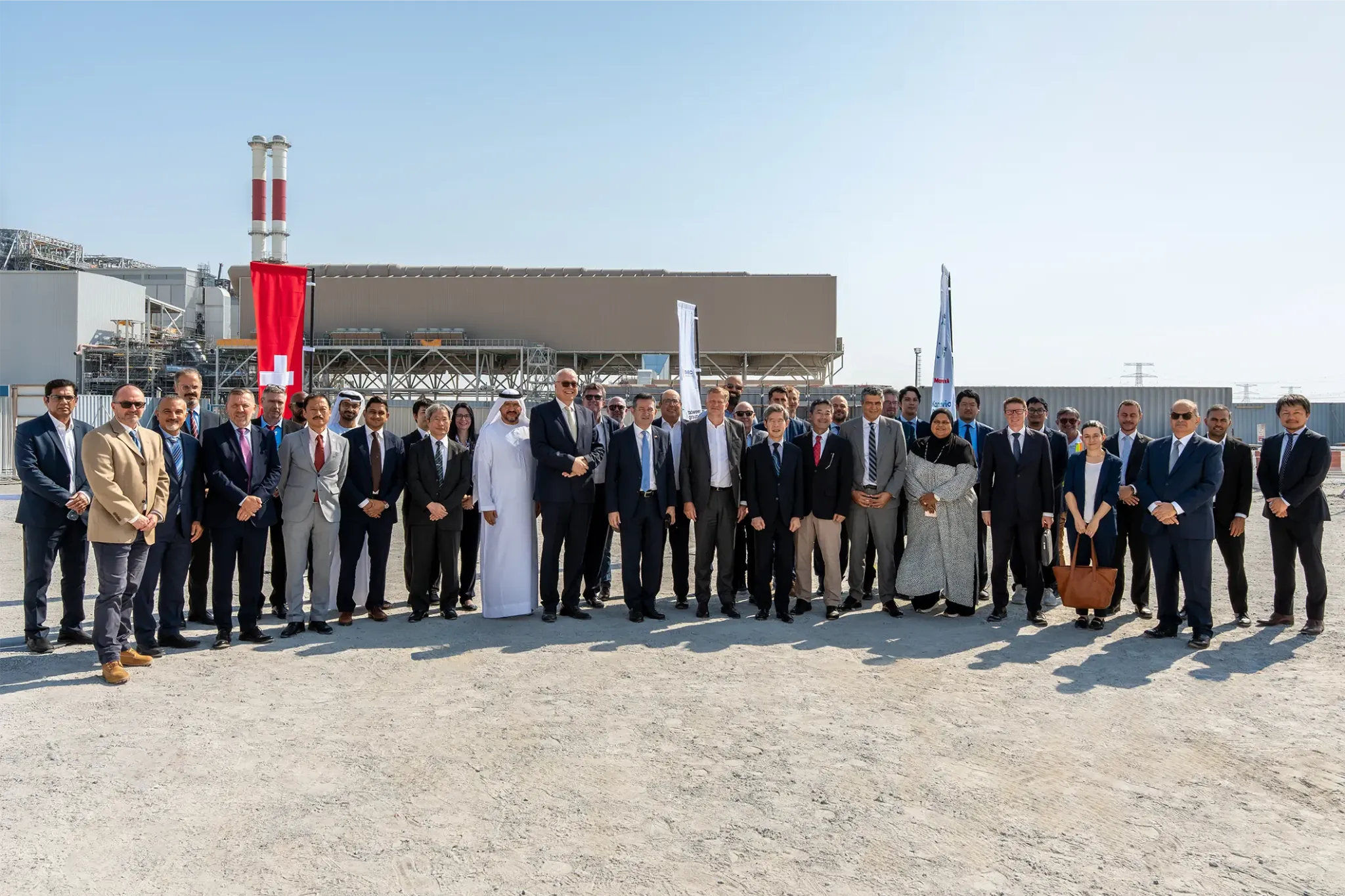 Ambassadors, project shareholders and Tadweer Group representatives at AlBihouth Waste-to-Energy Facility