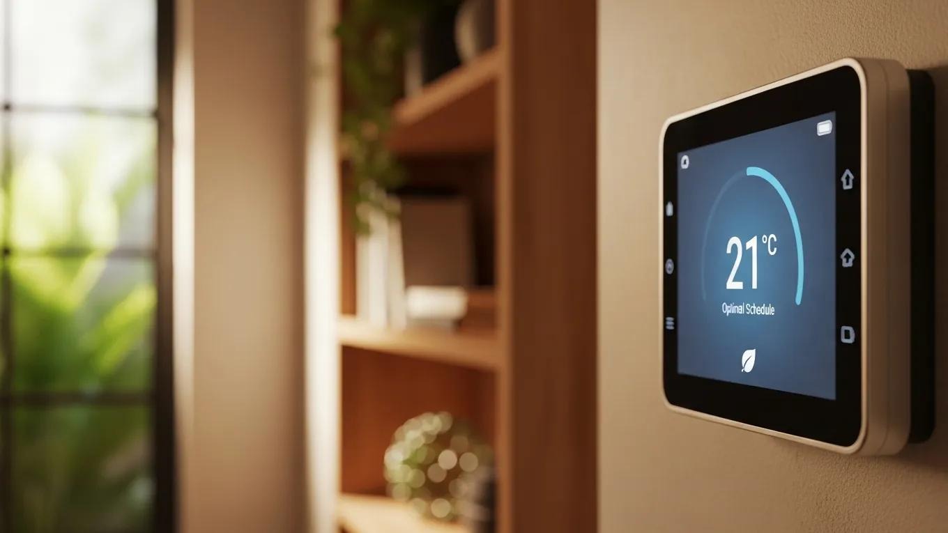 Smart thermostat displaying optimal temperature settings for energy savings