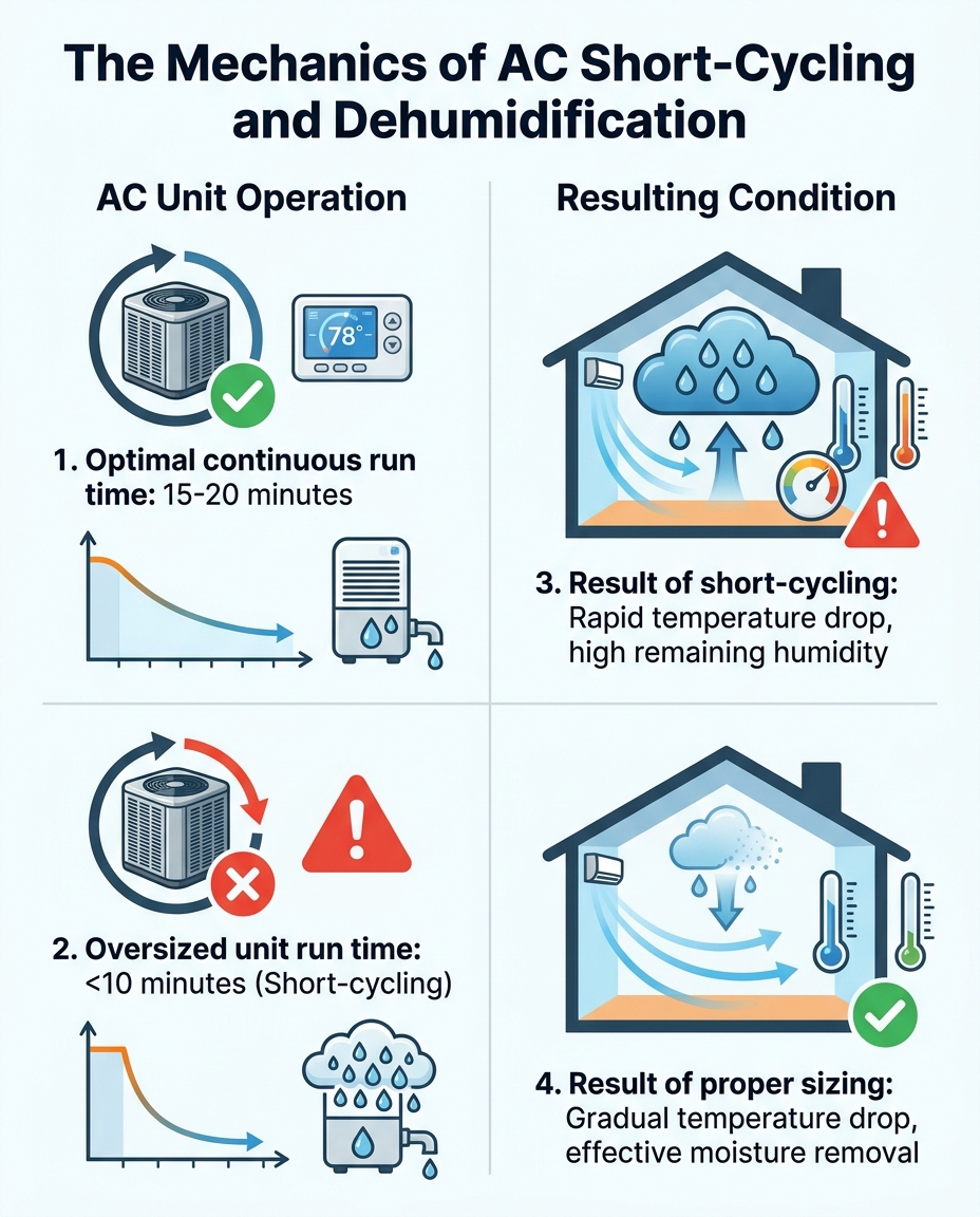 The Mechanics of AC Short-Cycling and Dehumidification