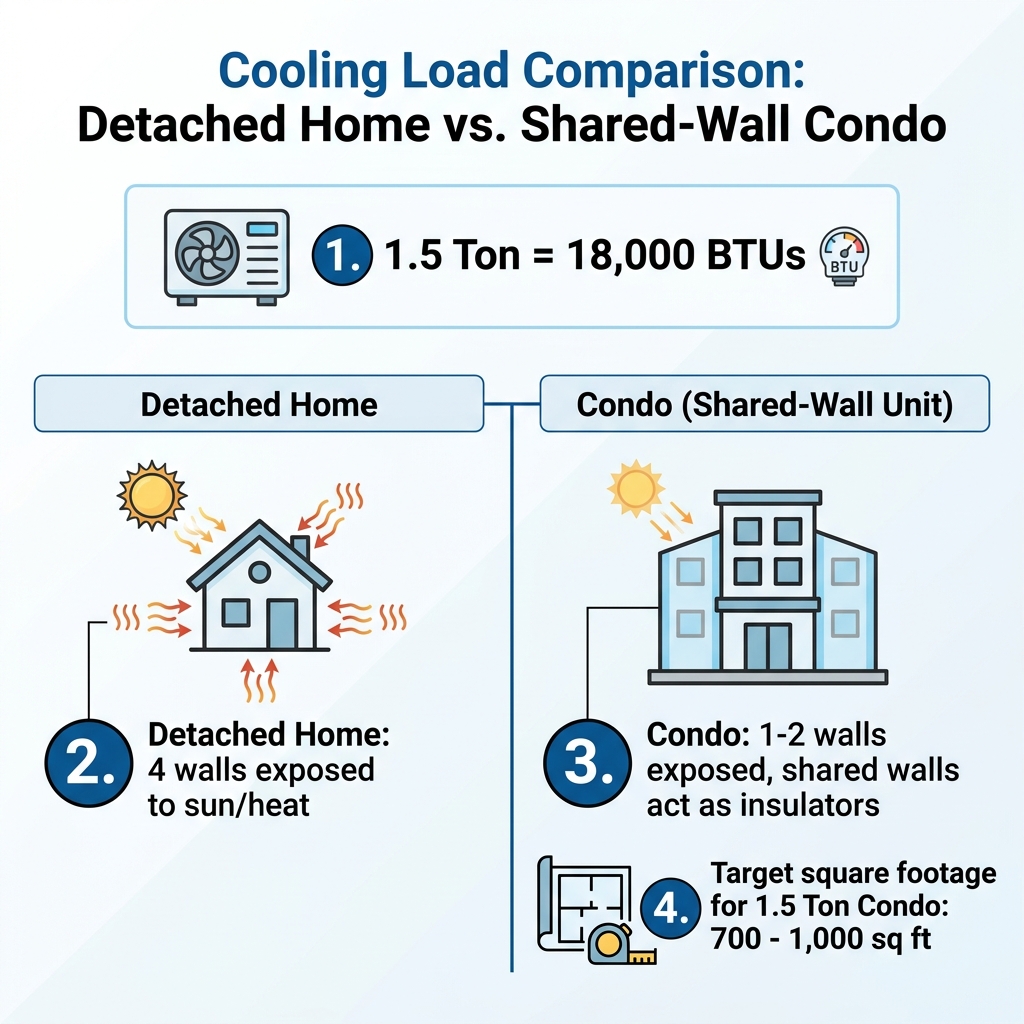 Cooling Load Comparison: Detached Home vs. Shared-Wall Condo