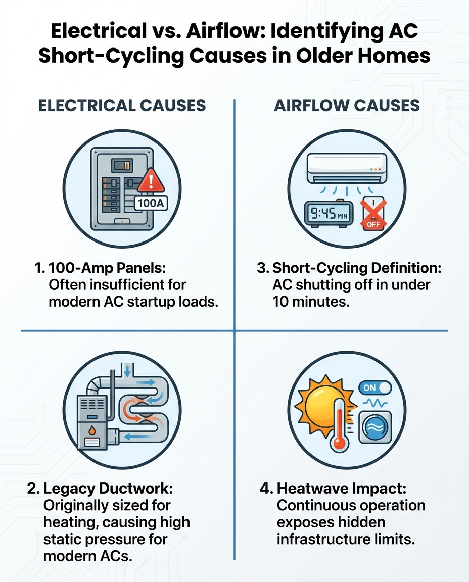 Electrical vs. Airflow: Identifying AC Short-Cycling Causes in Older Homes