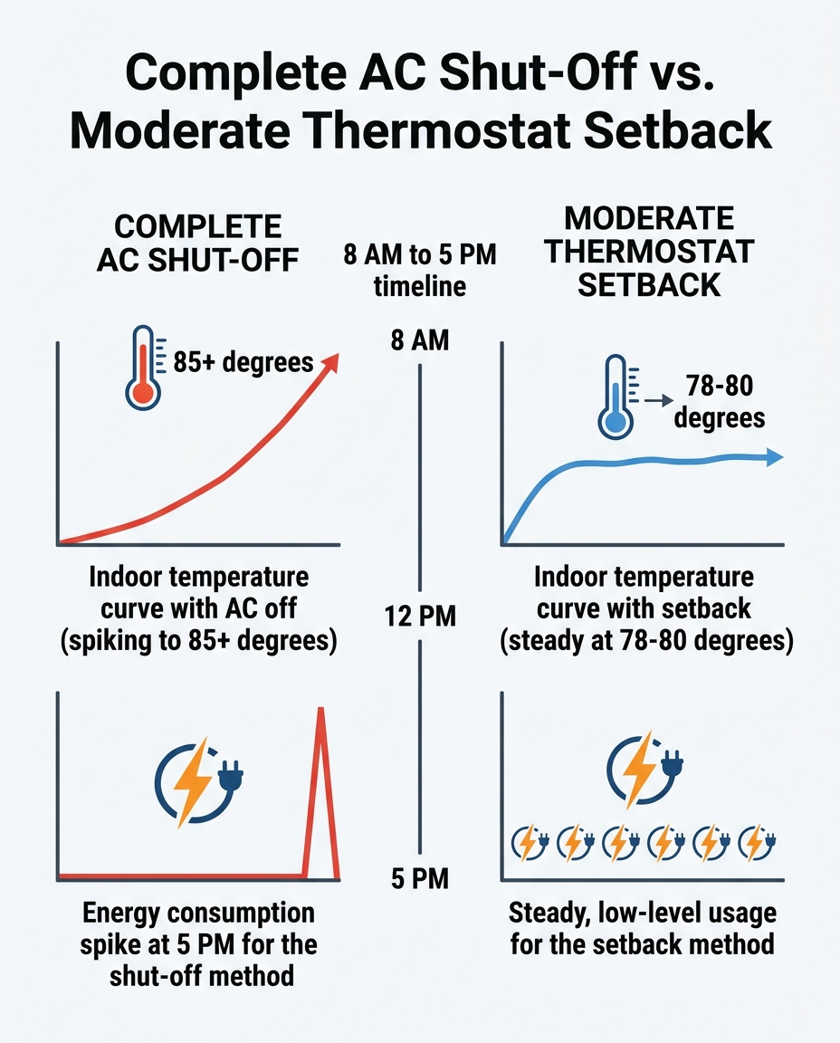 Complete AC Shut-Off vs. Moderate Thermostat Setback