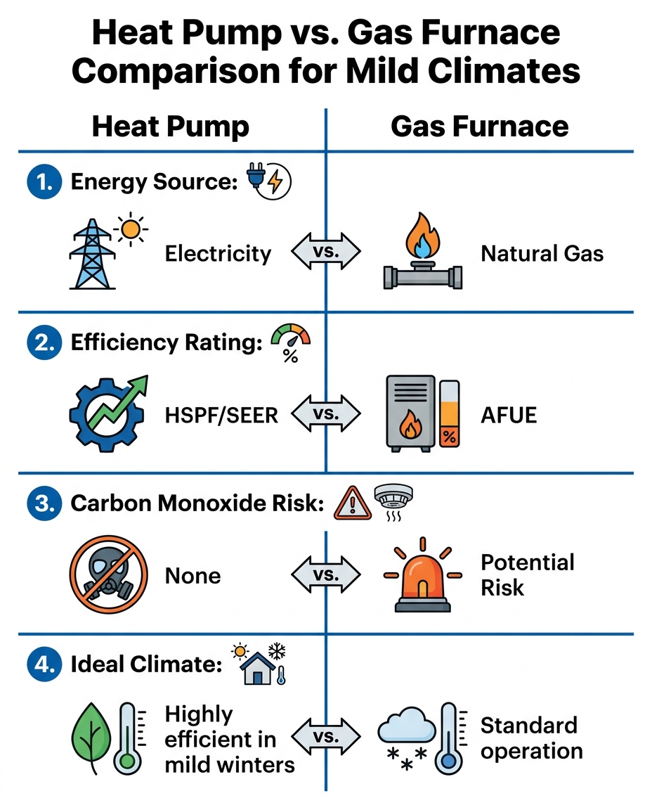 Heat Pump vs. Gas Furnace Comparison for Mild Climates