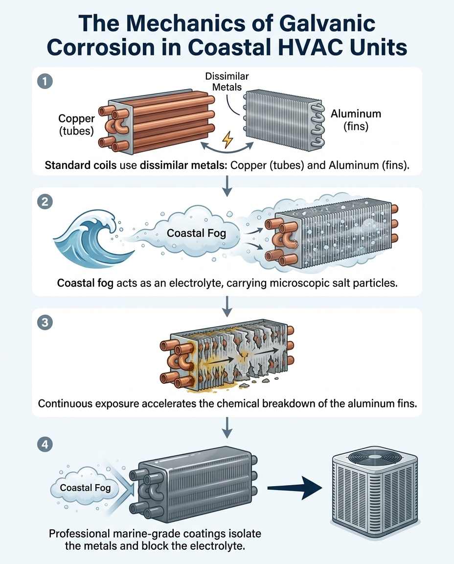 The Mechanics of Galvanic Corrosion in Coastal HVAC Units