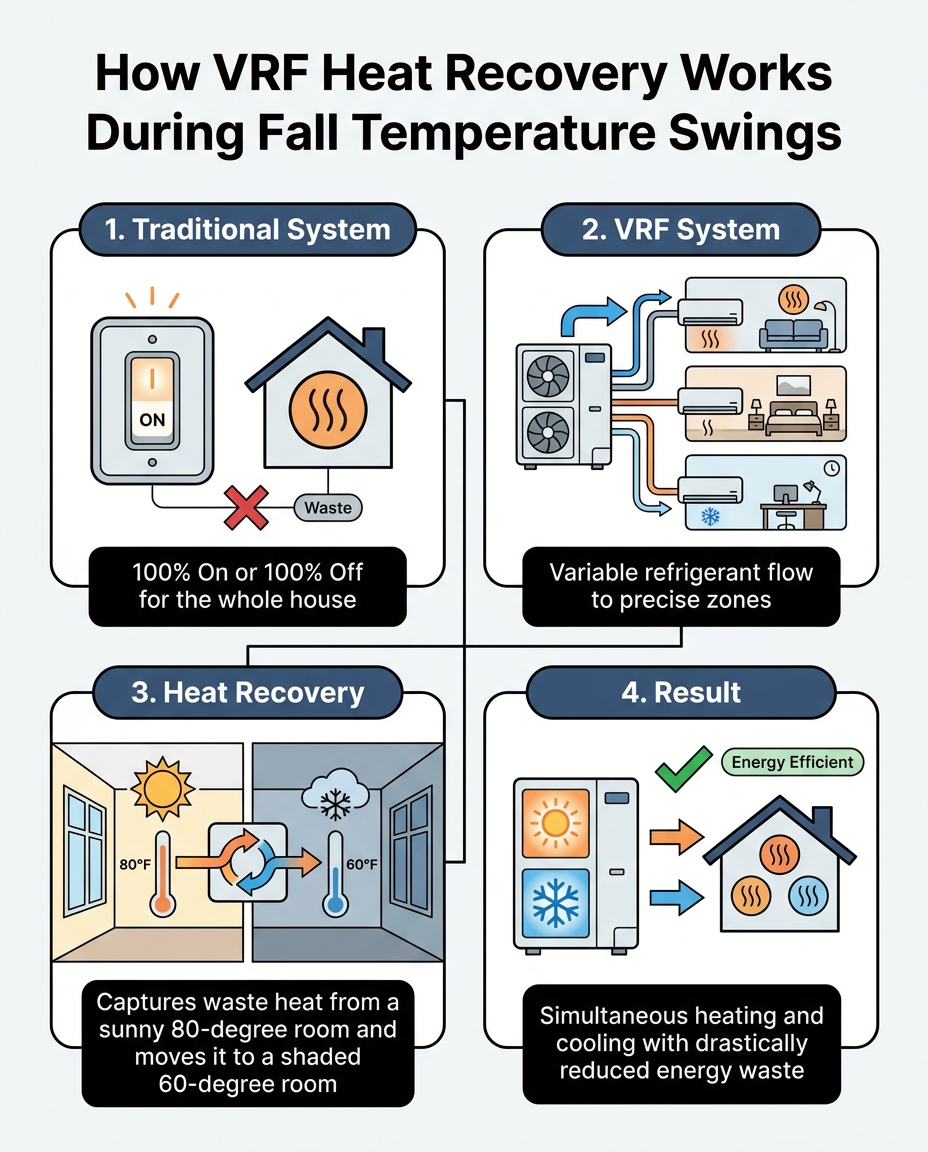 How VRF Heat Recovery Works During Fall Temperature Swings