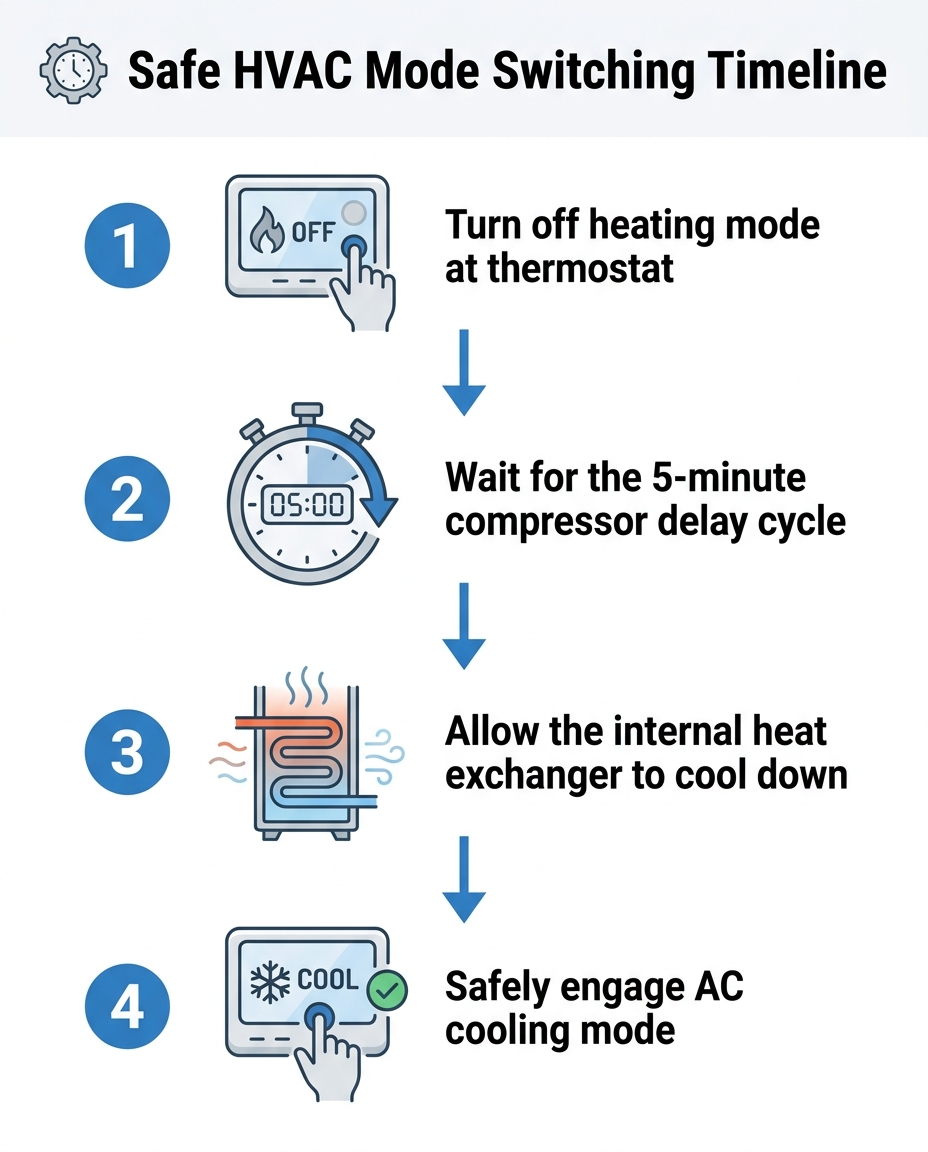 Safe HVAC Mode Switching Timeline